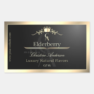 Étiquette de produit noir noble avec monogramme à