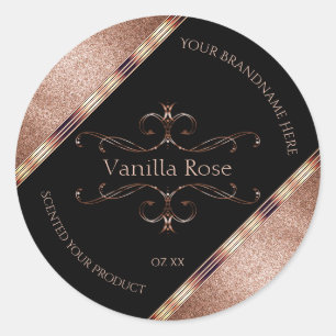 Étiquette de produit noir Rosegold Parties scintil