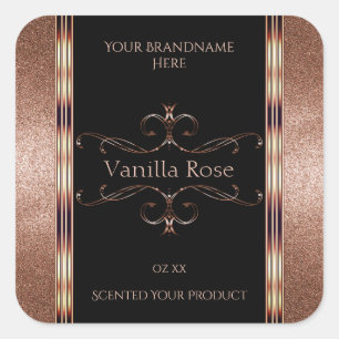 Étiquette de produit noir Rosegold Parties scintil