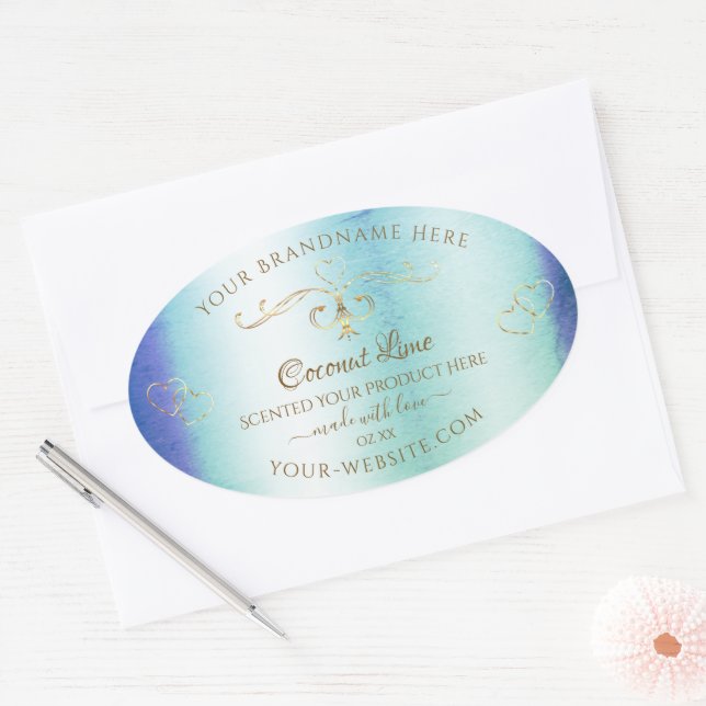 Étiquette de produit Ornate en marbre Turquoise bl (Enveloppe)