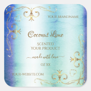 Étiquette de produit Ornate en marbre Turquoise bl
