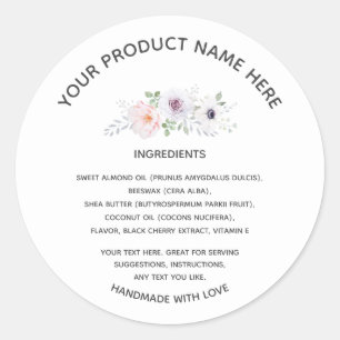 Étiquette de produit personnalisée blanc charbon