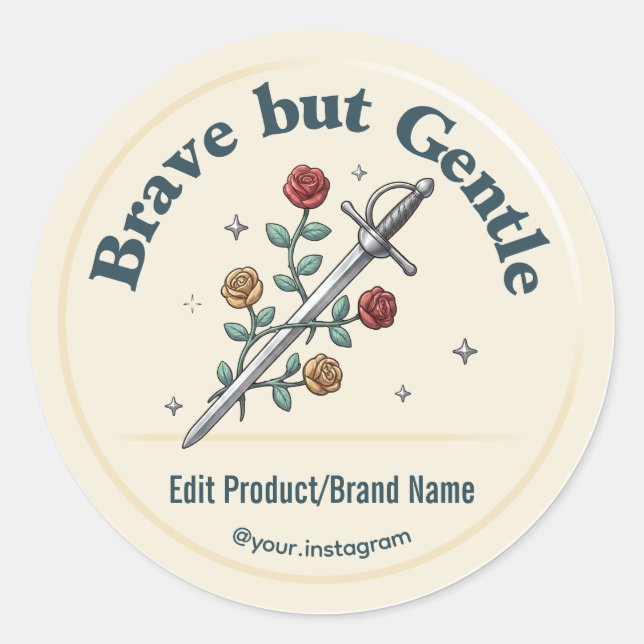 Étiquette de produit personnalisée Épée Rose Brave (Devant)