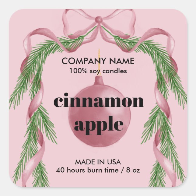 Étiquette de produit Pink Christmas Ribbon Wreath (Devant)