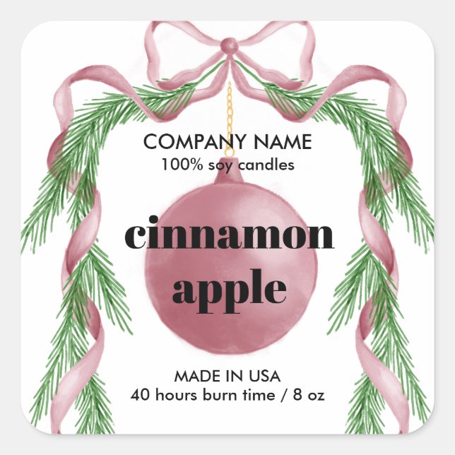 Étiquette de produit Pink Christmas Ribbon Wreath (Devant)