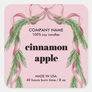 Étiquette de produit Pink Christmas Ribbon Wreath