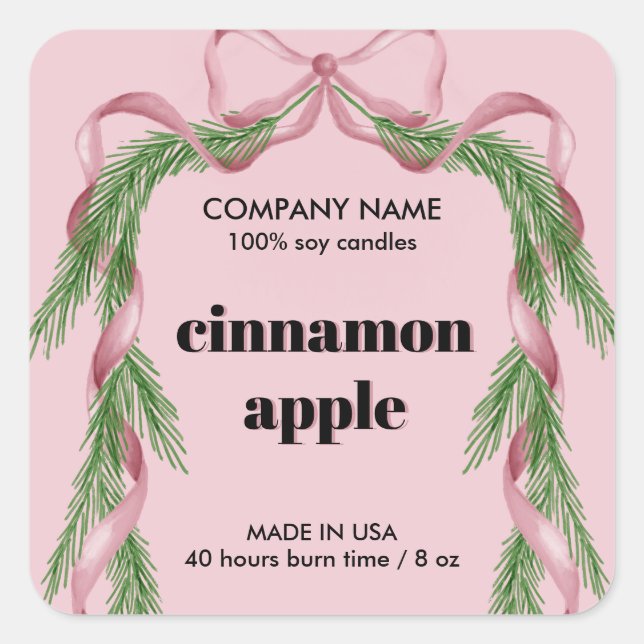 Étiquette de produit Pink Christmas Ribbon Wreath (Devant)