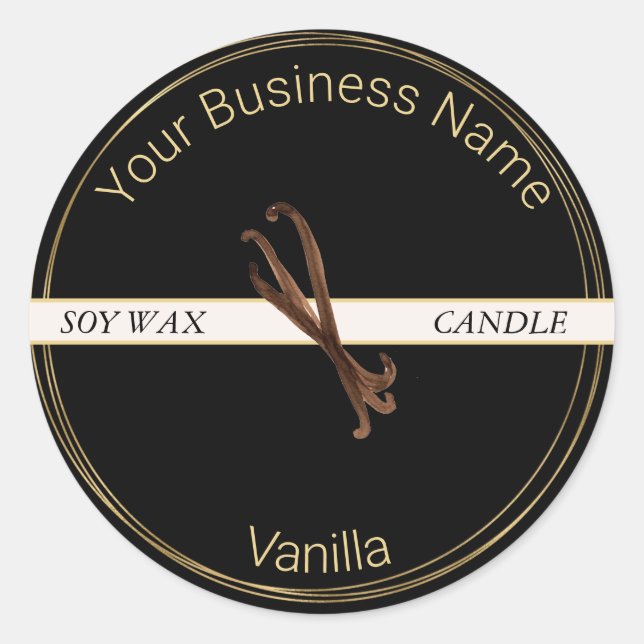 Étiquette de produit pour chandelle Vanille Noire  (Devant)