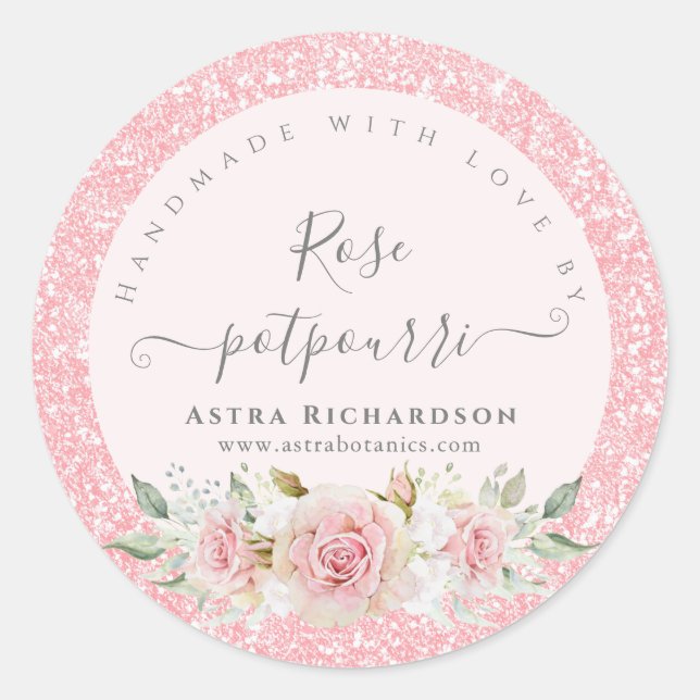 Étiquette de produit Rond Love nommé à la main (Devant)