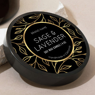 Étiquette de produit rond pour bougie florale noir