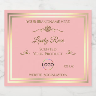 Étiquette de produit rose bébé avec cadre et logo 