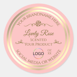 Étiquette de produit rose bébé avec cadre et logo 