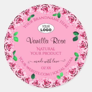 Étiquette de produit rose floral Roses et logo