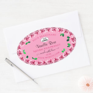Étiquette de produit rose floral Roses et logo