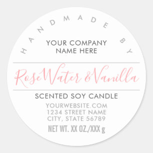 Étiquette de produit rose Rose à bougie ou savon f