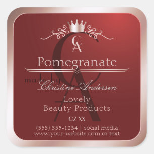 Étiquette de produit rouge luxe cadre rose or mono