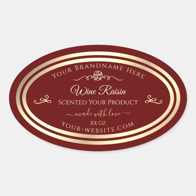 Étiquette de produit rouge profond Gold Frame et R (Devant)