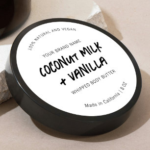 Étiquette de produit Rustique Noir & Blanc Arrondi