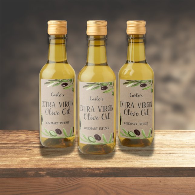 Étiquette de produit rustique pour bouteille d'hui (Virgin Olive Oil Bottle Modern Rustic Product Square Sticker)