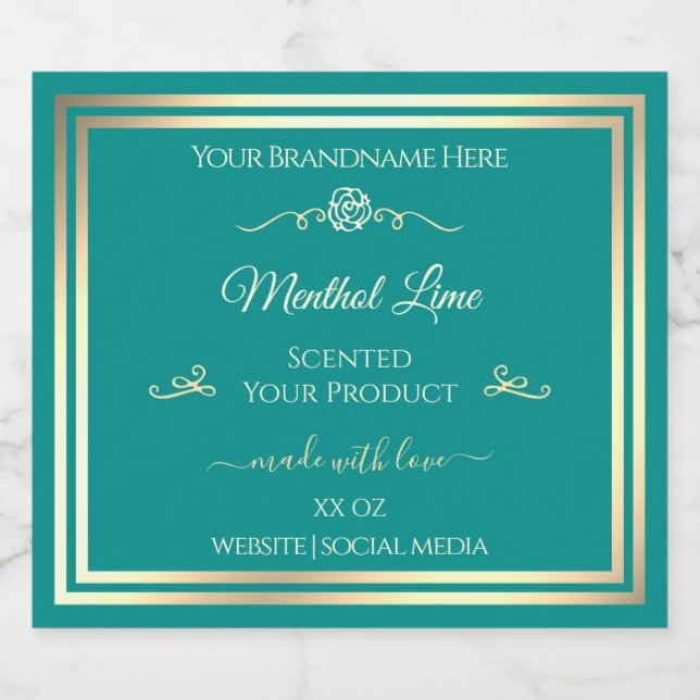 Étiquette de produit Turquoise classique Gold Fram (Étiquettes simples)