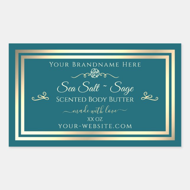 Étiquette de produit Turquoise foncé Gold Frame Vi (Devant)