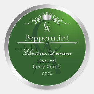 Étiquette de produit vert forêt Cadre argenté Mono