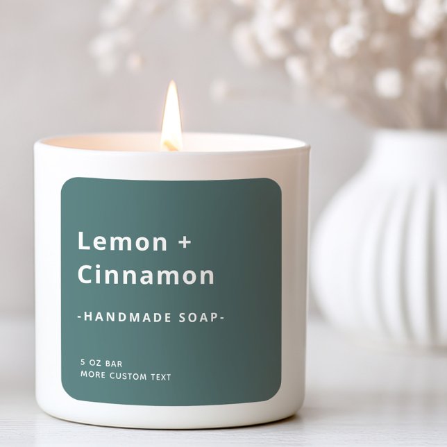 Étiquette de produit vert pin poussiéreux carré mo (Modern square dusty pine green product label)