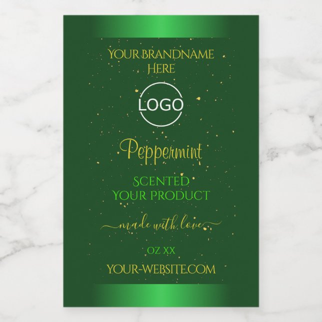 Étiquette de produit Vert scintillant Glitter doux (Étiquettes simples)