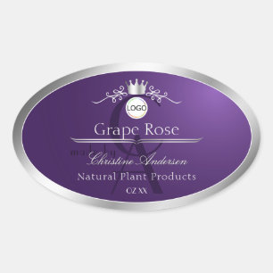 Étiquette de produit violet avec logo à cadre arge