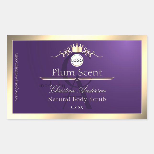 Étiquette de produit violet foncé Logo à encadreme (Devant)
