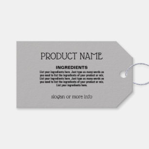 Étiquette de produits avec liste d'ingrédients