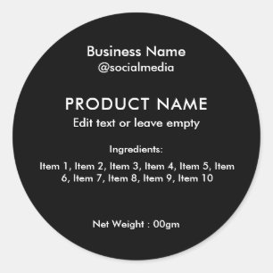 Étiquette de produits Black Modern Ingredients