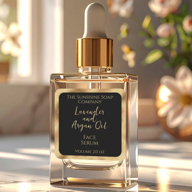 étiquette de produits cosmétiques carrés - noir &  (Créateur téléchargé)