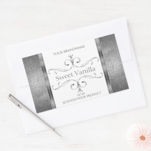 Étiquette de produits d'argent blanc Parties scint