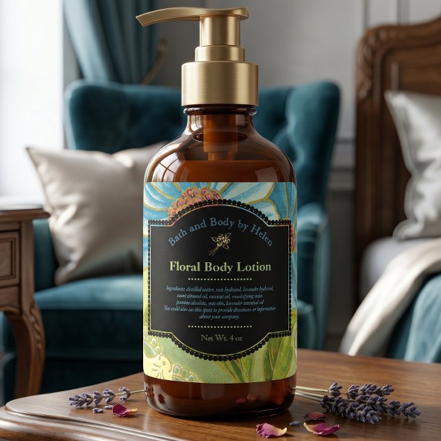 Étiquette de produits de bain à thème floral avec  (Créateur téléchargé)