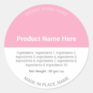 Étiquette de produits de marque personnalisée rose