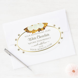 Étiquette de produits en or blanc Rose orange Bijo