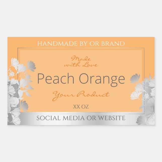 Étiquette de produits floraux Peach Light Orange a (Devant)