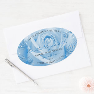 Étiquette de produits floraux Rose bleu avec Feuil