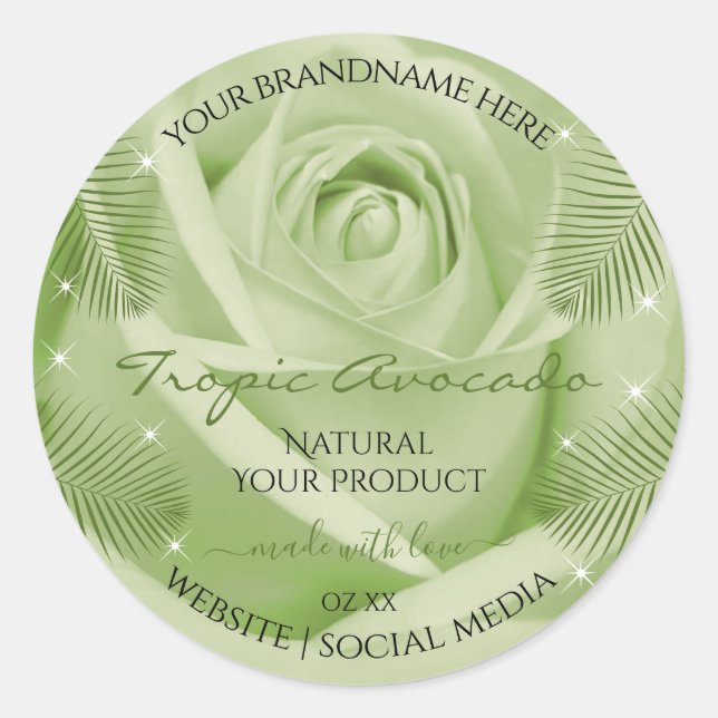 Étiquette de produits floraux Rose vert Feuilles d (Devant)