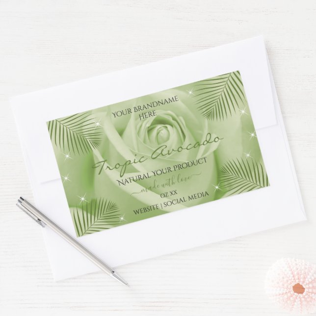 Étiquette de produits floraux Rose vert Feuilles d (Enveloppe)