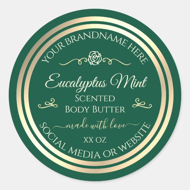 Étiquette de produits Hunter Green Gold Frame Rose (Devant)