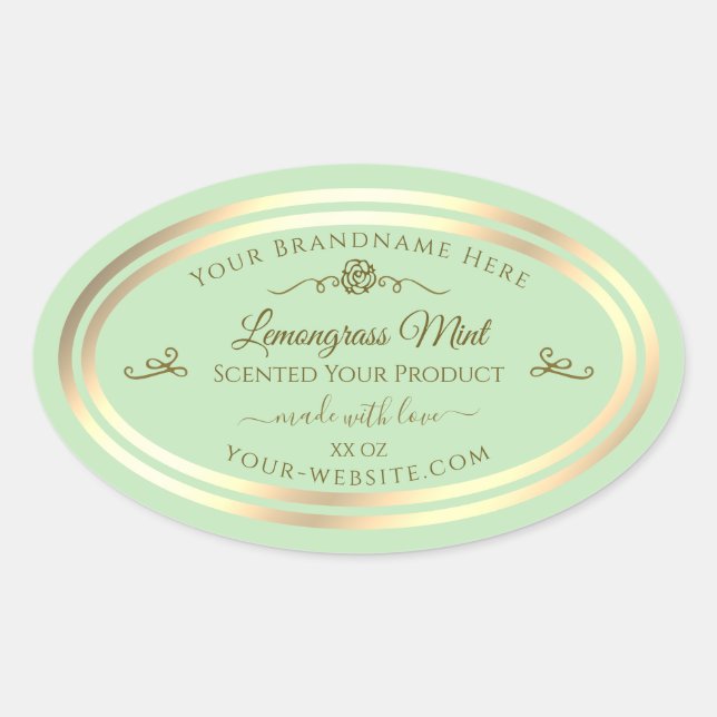 Étiquette de produits Pastel Green Gold Frame Rose (Devant)
