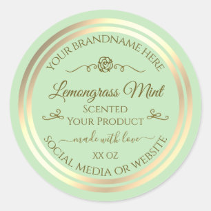 Étiquette de produits Pastel Green Gold Frame Rose