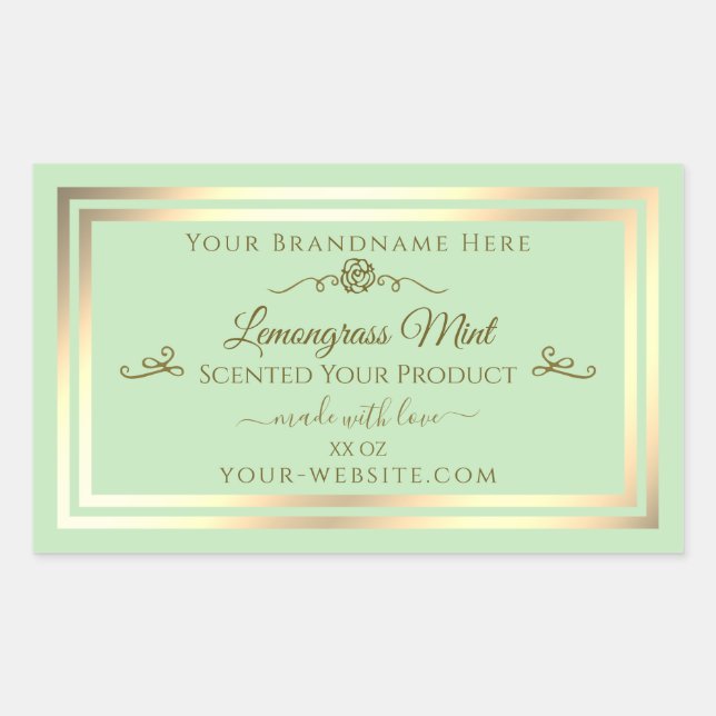 Étiquette de produits Pastel Green Gold Frame Rose (Devant)
