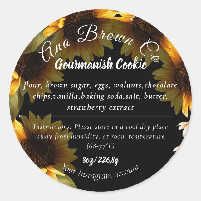 Étiquette de produits tournesol (Devant)