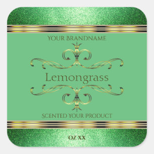 Étiquette de produits verts Faux Gold Ornate Décor