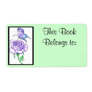 Étiquette de propriété rose de livre de violett