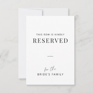 Étiquette de rangée réservée pour la famille de ma