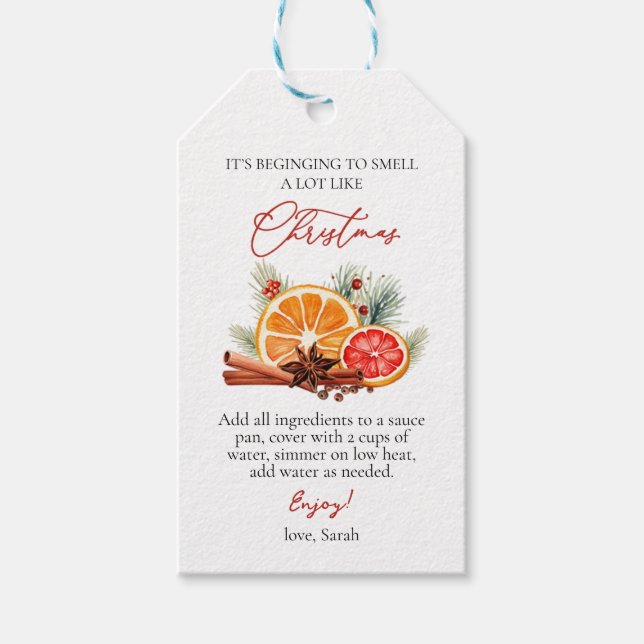 Étiquette de recette de pot-pourri de Noël personn (Devant)